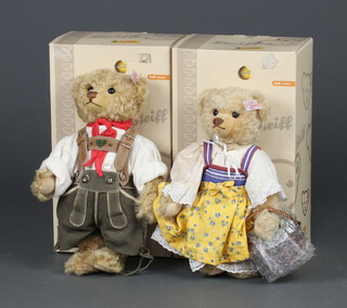 A Steiff limited edition Teddy Bear Girl - limited run of 500, blonde, 28cm and ditto Teddy Bear Boy no.213 of 500, both boxed and with certificates  