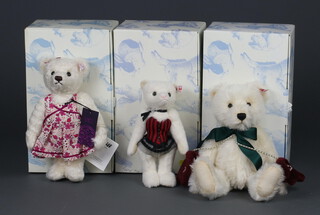 A Steiff limited edition Teddy Bear Emeley no.731 of 1500 26cm, boxed and with certificate,  1 other Cat Lady Ted no.576 of 1111 22cm  boxed and Teddy Bear Mittens 1006 North America limited edition no.205 of 1500 boxed and with certificate 