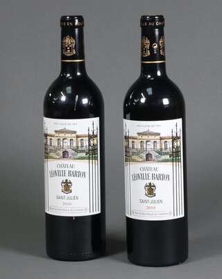 Two bottles of 2010 Chateau Leoville Barton Saint Julien Cru Classe red wine 