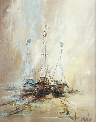 **Ben Maile (1922-2017), oil on canvas signed "Three Trawlers" 48cm x 38cm **Please note: Artists Re-sale Rights may be payable on this lot 