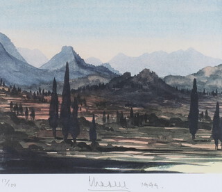 King Charles III of the United Kingdom (born 1948), lithograph signed Charles and dated in pencil 1999, Greek landscape "Summer"  no.17 of 100 25cm x 28cm  