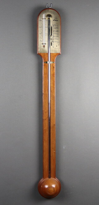 A reproduction Georgian mercury stick barometer, the arch silvered dial marked St James 90cm h x 11cm  