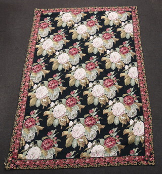 A black, pink and white orange ground Aubusson rug 263cm x 169cm 