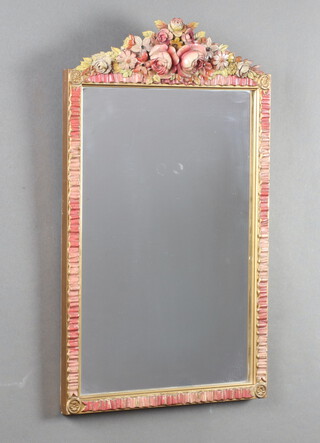 A 1930's Art Deco rectangular plate wall mirror contained in a gilt and barbola mounted frame 58cm h x 35cm 