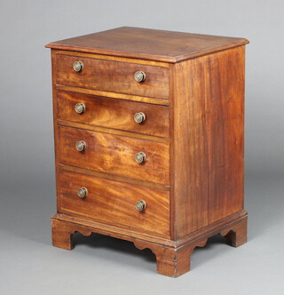 A 19th Century mahogany chest of 4 long graduated drawers, raised on bracket feet 73cm h x 55cm w x 43cm 