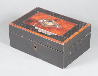 A 19th Century rectangular mahogany box, the top inlaid a diamond shaped abalone panel 9cm h x 21cm w x 15cm d 