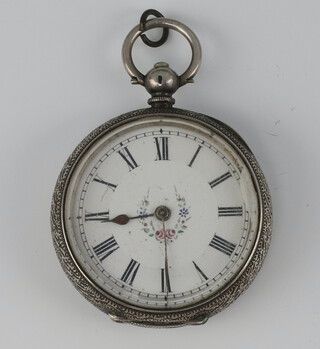 A Continental silver fob watch with enamelled dial 39mm