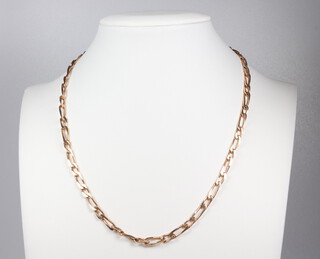 A yellow metal stamped 585 flat link necklace 38cm, 13.7 grams 