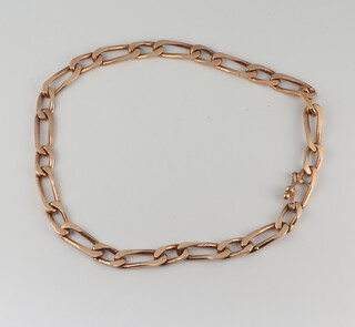 A yellow metal flat link 585 bracelet, 6.5 grams, 18cm 