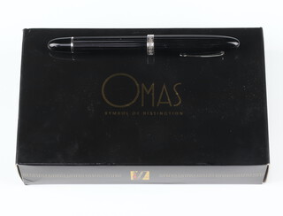 An Omas Ogive-Brown black fountain pen with 18ct nib, boxed 