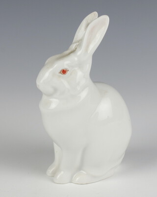 A Herend figure of a seated white rabbit 13cm 