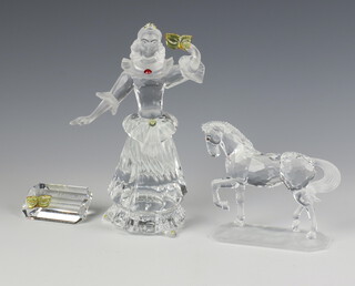 A Swarovski Crystal  Collectors Society figure - Columbine by Gabriele Stacey 16cm, ditto standing horse on frosted base 10cm, both boxed