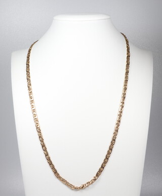 A yellow metal 333 flat link necklace, 10 grams, 50cm 