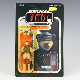 Star Wars by Kenner, a Princess Leia Organa ( Boushh Disguise ) action figure on  65 back Return of the Jedi unpunched card ROTJ 65B ( Taiwan 1983  )