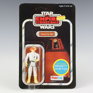 Star Wars by Palitoy, a Cloud Car Pilot action figure on  45 back Empire Strikes Back unpunched card ESB 45A ( Hong Kong 1981 promotional Bounty Hunter edition )