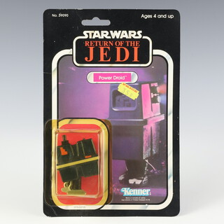 Star Wars by Kenner, a Power Droid action figure on  77 back Return of the Jedi punched  card ROTJ 77A ( Hong Kong 1983  )