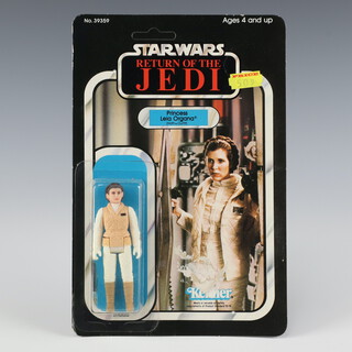 Star Wars by Kenner, a Princess Leia Organa ( Hoth outfit ) action figure on  65 back Return of the Jedi unpunched card ROTJ 65B ( China 1983  )