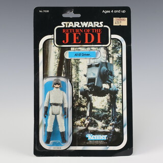 Star Wars by Kenner, an AT-ST Driver action figure on  79 back Return of the Jedi punched  card ROTJ 79A ( Taiwan 1984  )