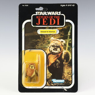 Star Wars by Kenner, a Wicket W Warrick action figure on  79 back Return of the Jedi punched  card ROTJ 79A ( Hong Kong 1984  )