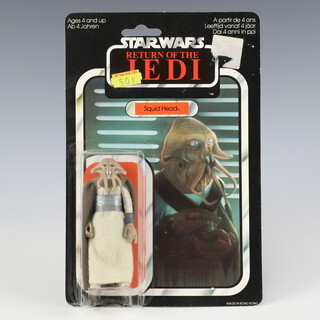 Star Wars by Palitoy, a Squid Head action figure on  65 back Return of the Jedi punched  card ROTJ 65C ( Hong Kong 1983  )