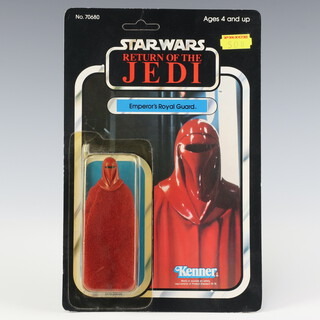 Star Wars by Kenner, an Emperors Royal Guard action figure on  70 back Return of the Jedi unpunched card ROTJ 77A ( Taiwan 1983 )