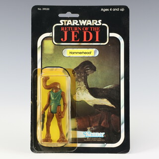 Star Wars by Kenner, a Hammerhead action figure on 77 back Return of the Jedi punched card ROTJ 77A ( Spain 1983  )