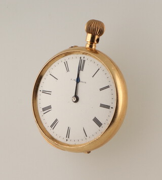 An 18k mechanical fob watch, the dial inscribed J W Benson, contained in a 37mm case, the case numbered 12818 with engraved decoration to the back 