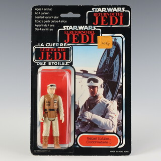 Star Wars by Palitoy, a Rebel Soldier action figure on tri logo 70 back Return of the Jedi punched  card ROTJ 70B ( Hong Kong 1983  )