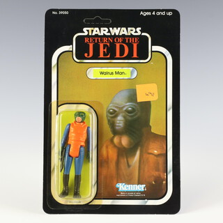 Star Wars by Kenner, a Walrus Man action figure on 77 back Return of the Jedi unpunched card ROTJ 77A ( Hong Kong 1983  )