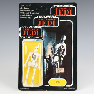 Star Wars by Palitoy, an 8D8 action figure on tri logo 70 back Return of the Jedi unpunched card ROTJ 70B ( Hong Kong 1983  )