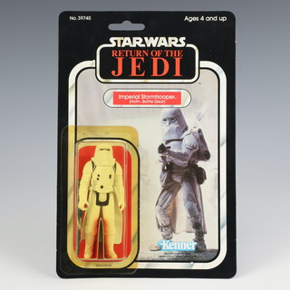 Star Wars by Kenner, an Imperial Stormtrooper ( Hoth Battle Gear ) action figure on  77 back Return of the Jedi punched  card ROTJ 77A ( China 1983  )