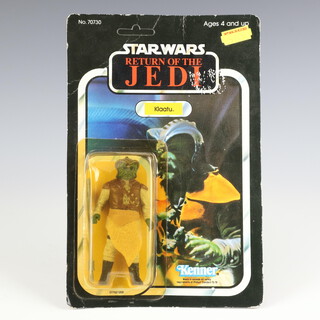 Star Wars by Kenner, a Klaatu action figure on 65 back Return of the Jedi unpunched card ROTJ 65B ( Hong Kong 1983  )