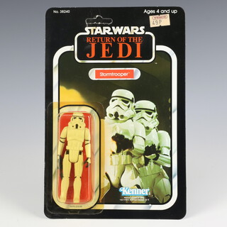 Star Wars by Kenner, a Stormtrooper action figure on  77 back Return of the Jedi unpunched card ROTJ 77A ( Hong Kong 1983  )