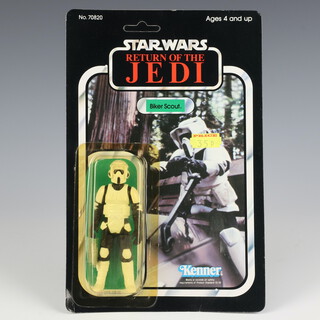 Star Wars by Kenner, a Biker Scout action figure on  77 back Return of the Jedi unpunched card ROTJ 77A ( Taiwan 1983  )