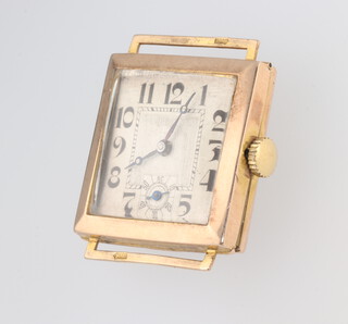 An Art Deco 9ct yellow gold cased wristwatch 33mm 