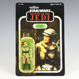 Star Wars by Kenner, a Princess Leia Organa ( in Combat Poncho ) action figure on 79 back Return of the Jedi punched card ROTJ 79A ( Hong Kong 1984  )