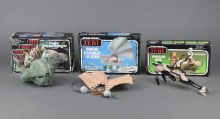 Star Wars, two vehicles from Return of The Jedi, a Speeder Bike vehicle by Palitoy, complete, boxed and with instructions and an Ewok Compact Glider by Kenner, complete, boxed and with instructions together with an Endor Forest Ranger vehicle, complete, in tri logo box and with instructions 