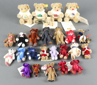 Four Steiff key chain bears - England, Ireland, Scotland and Wales 8cm together with a collection of miniature bears 