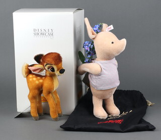 Steiff, A Disney Showcase Collection figure of Piglet ear tag no. 00266 with cloth bag 11", together with a ditto Bambi ear tag no.01099 boxed, neither have certificates 