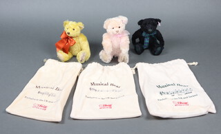 Steiff, limited edition musical teddy bear The Black Watch no.1038 of 2000, ditto Candle in The Wind no.1039 of 4000 32cm both with bags and certificates  and ditto Teddy Bear's Picnic no certificate 