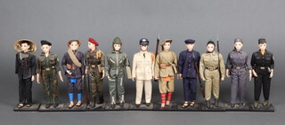 Of Vietnam War interest, a curious collection of 11 South Vietnamese dolls in military costume contained in a presentation case 47cm h x 122cm w x 19cm d, accompanied by a letter from the Republic of Vietnam Embassy dated 24th April 1975, addressed to a Major L F Wooler reading "Dear Leslie, I have been instructed by our Government to confirm that you are now the owner of the 11 Vietnamese dolls, these as you know were commissioned by our Late President Ngo Dinh Diem as a present for The United States President J.F. Kennedy.   The dolls were never presented as both Presidents were assassinated within weeks of each other.  Signed by Pham D. Lam Ambassador.  Together with Sotheby's catalogue dated 17th March 1981 showing the catalogue entry and purchase price of 480 pounds 