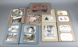 Four albums of 1930's black and white postcards and a Lakeland postcard album 