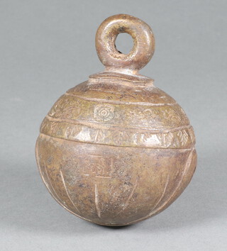 A 16th Century Crotal  bronze bell, cast Tudor roses 8cm 