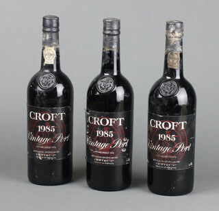 Three bottles of 1985 Croft Vintage Port 