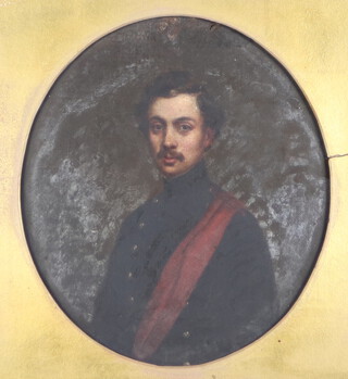 A 19th Century  oval oil on canvas, study of a soldier 22cm x 20cm 