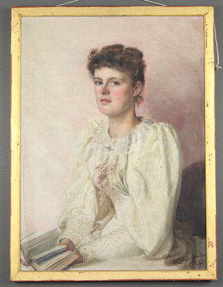 A C Douglas-Hamilton, June '91 Paris, oil on canvas, study of a young lady, signed and inscribed 64cm x 46cm 