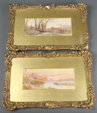 Stuart Lloyd 1906 (1845-1929) pair of watercolours, riverscape and country lane 9cm x 20cm  