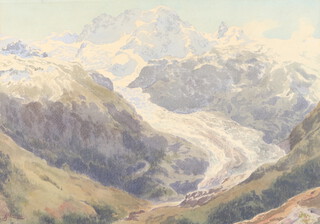 Hans Steiner, watercolour signed, alpine view, 35cm x 49cm 