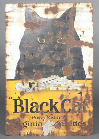 An enamelled advertising sign "Black Cat Pure Mature Virginia Cigarettes" 92cm x 61cm 