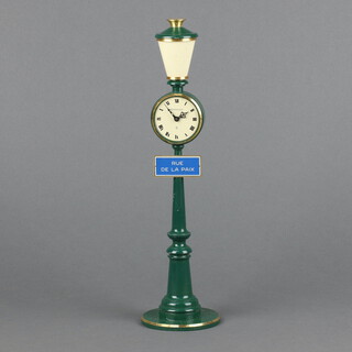 Jaeger-LeCoultre, a 1970's timepiece in the form of a lamp post marked Pue de la Paix 28cm x 7cm (overwound) 